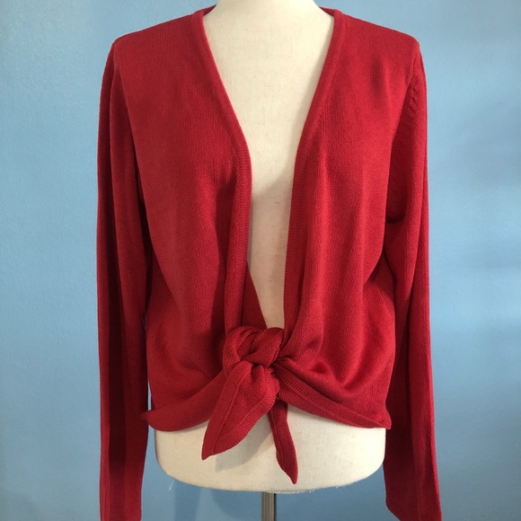 Orange Cardigan Sweater - Ties in Front - Size Medium - Coldwater Creek - Picture 2 of 4